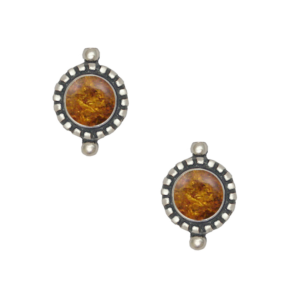 Sterling Silver Petite Amber Post Stud Earrings